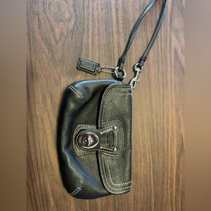 Coach Black Leather Wristlet